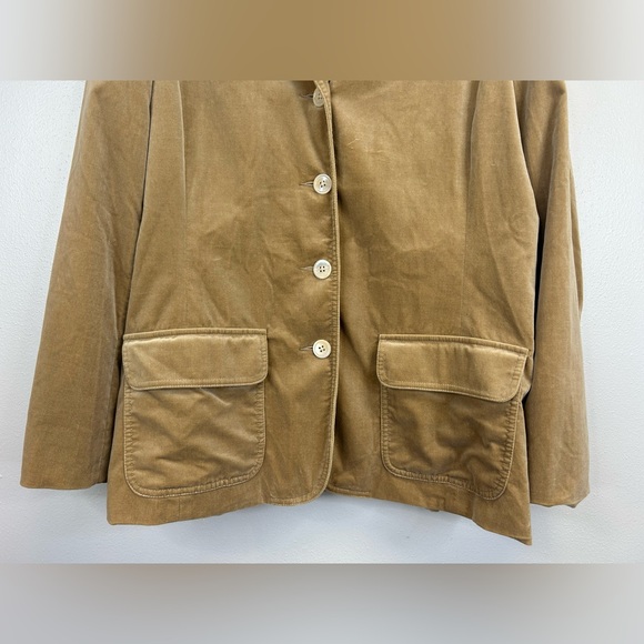 Eddie Bauer Womens XL Light Brown Velvet Blazer Chore Jacket Cotton Buttons - Picture 4 of 13